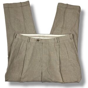 Island Pacific Pants Mens 38R Brown 100% Linen Cuffed Leg Lightweight